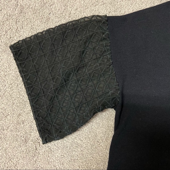 ANTHROPOLOGIE DOLAN Laced Lantern Short Sleeve Boxy Top Black Size S - Picture 5 of 10